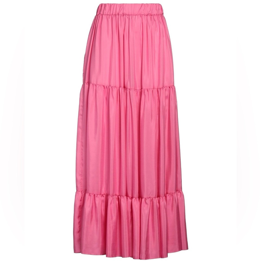 Elegant Pink Maxi Silk Skirt